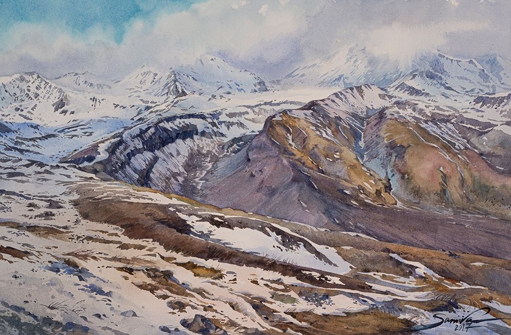 Watercolor landscape painting 28 art print by Samira Yanushkova for $57.95 CAD