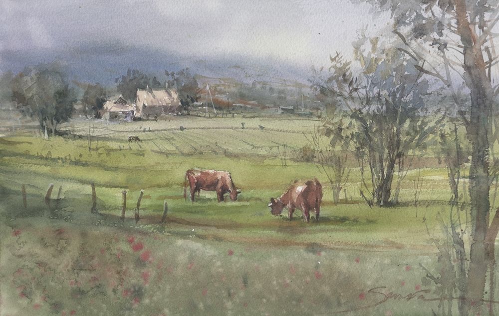 Watercolor landscape painting 29 art print by Samira Yanushkova for $57.95 CAD