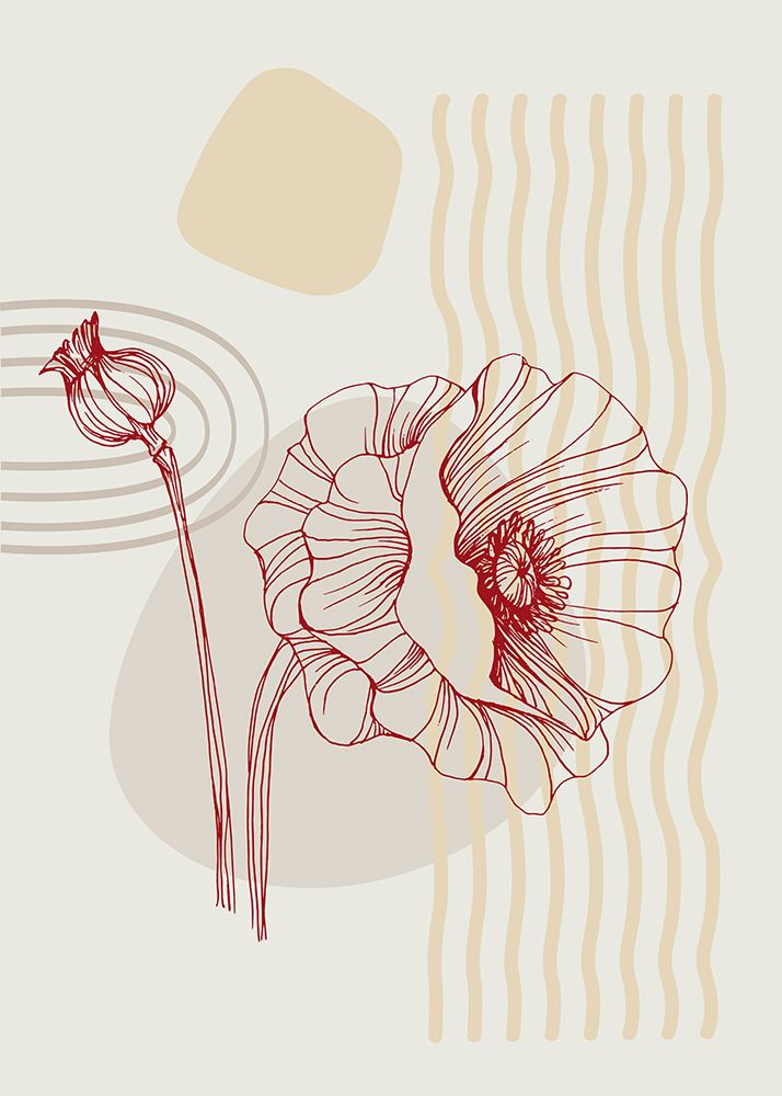 Poppies flowers minimal art art print by AcantStudio for $57.95 CAD