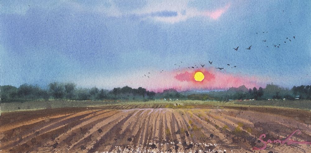 Watercolor landscape painting 34 art print by Samira Yanushkova for $57.95 CAD