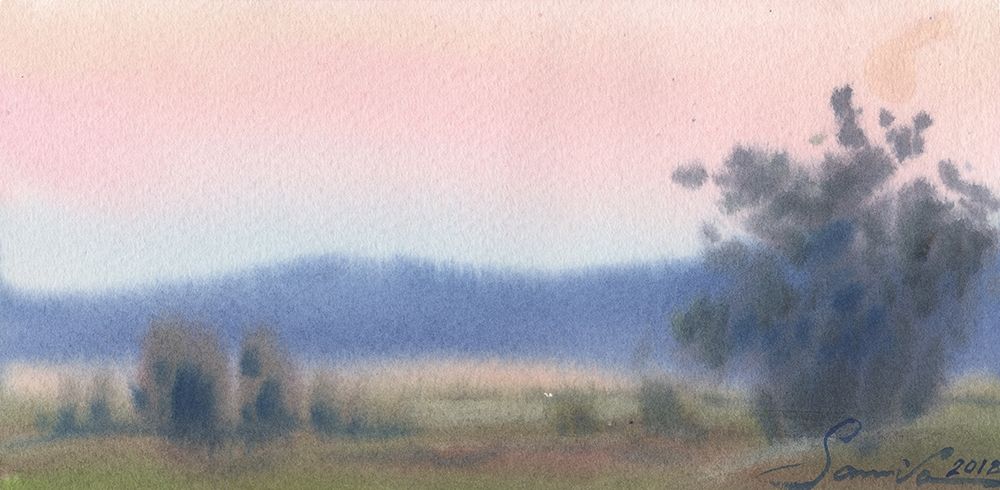 Watercolor landscape painting 39 art print by Samira Yanushkova for $57.95 CAD