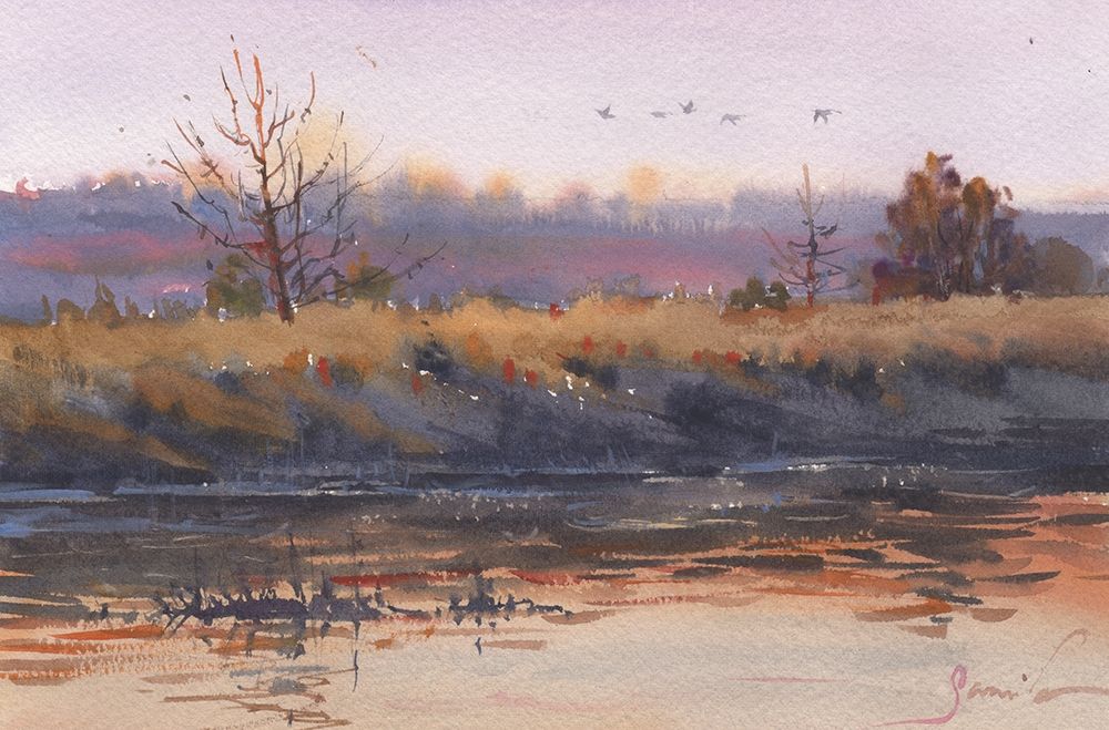 Watercolor landscape painting 41 art print by Samira Yanushkova for $57.95 CAD