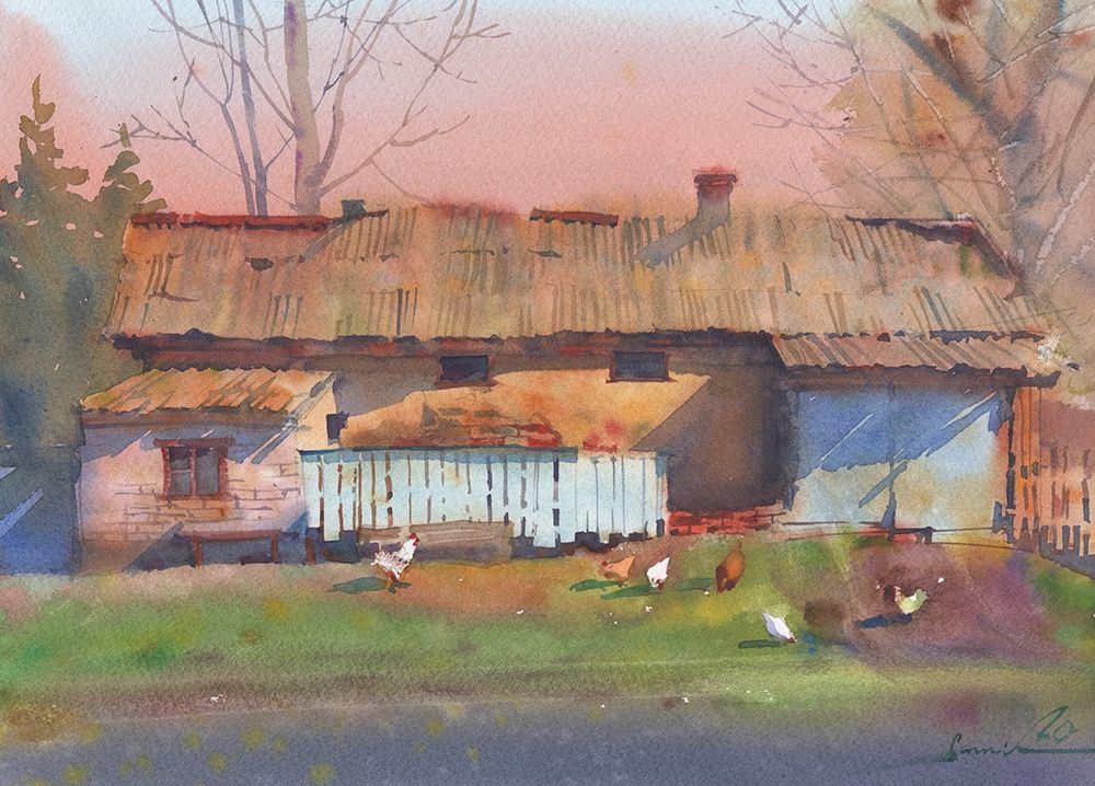 Watercolor landscape painting 43 art print by Samira Yanushkova for $57.95 CAD