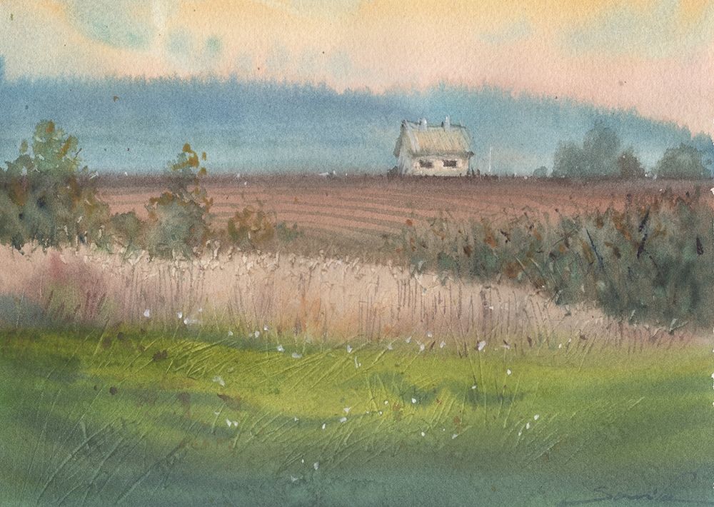 Watercolor landscape painting 47 art print by Samira Yanushkova for $57.95 CAD