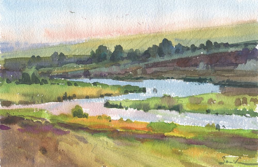 Watercolor landscape painting 51 art print by Samira Yanushkova for $57.95 CAD