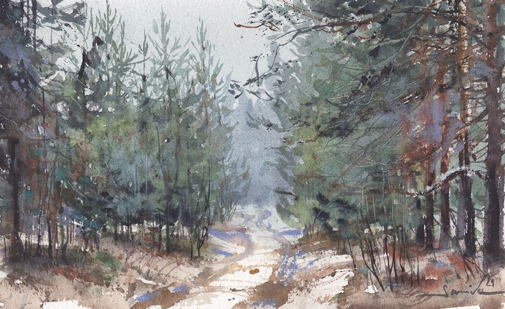 Watercolor landscape painting 54 art print by Samira Yanushkova for $57.95 CAD