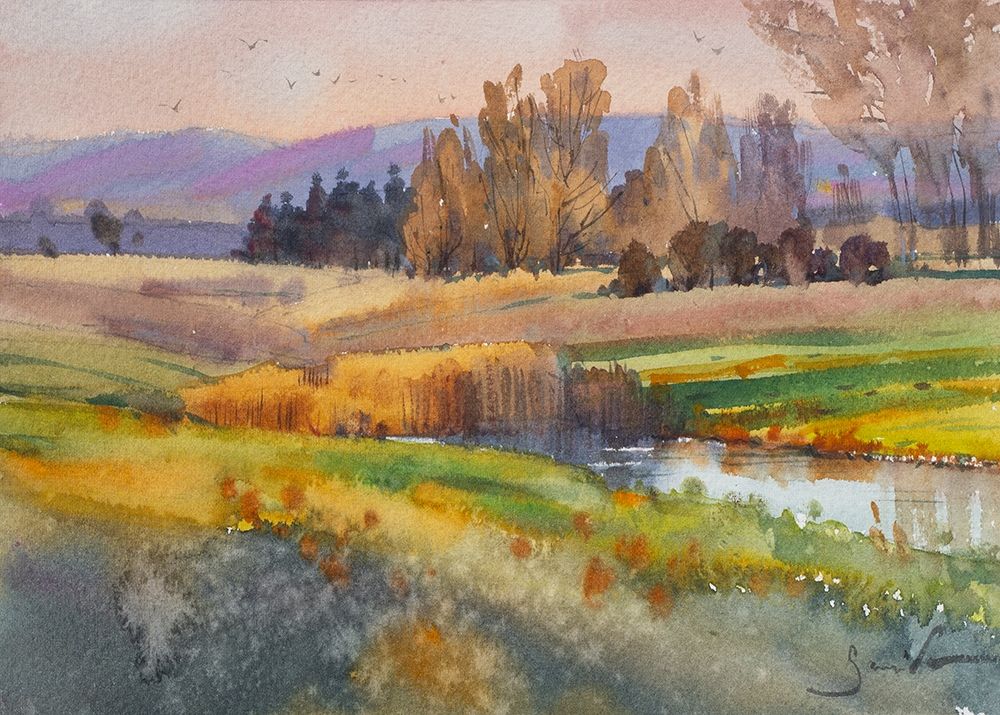 Watercolor landscape painting 57 art print by Samira Yanushkova for $57.95 CAD
