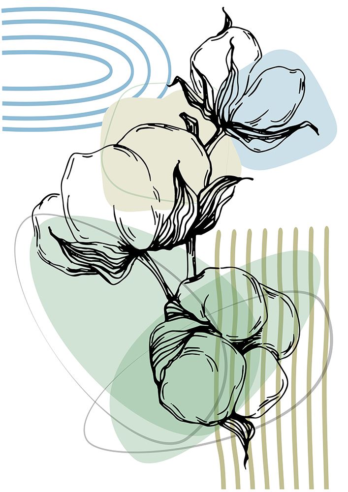 Cotton flowers minimal art art print by AcantStudio for $57.95 CAD