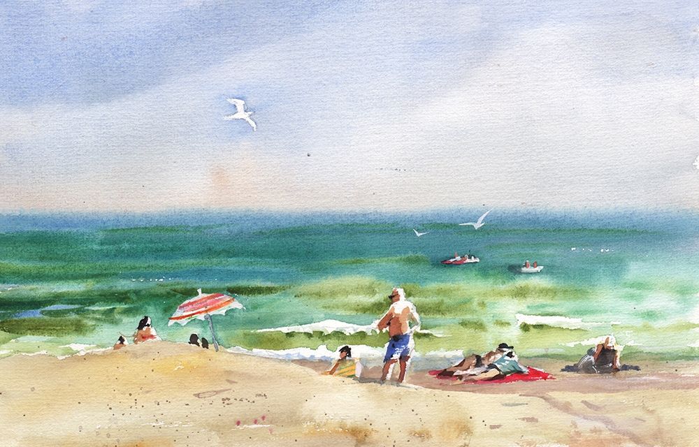 Tropical beach by the ocean art print by Samira Yanushkova for $57.95 CAD