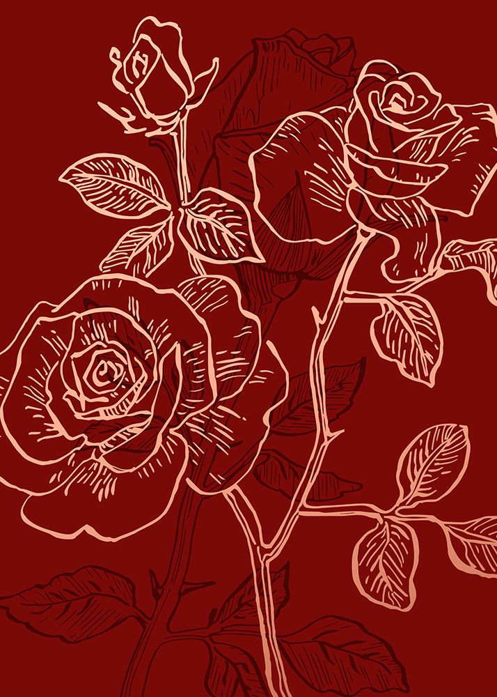 Roses flowers minimal art art print by AcantStudio for $57.95 CAD