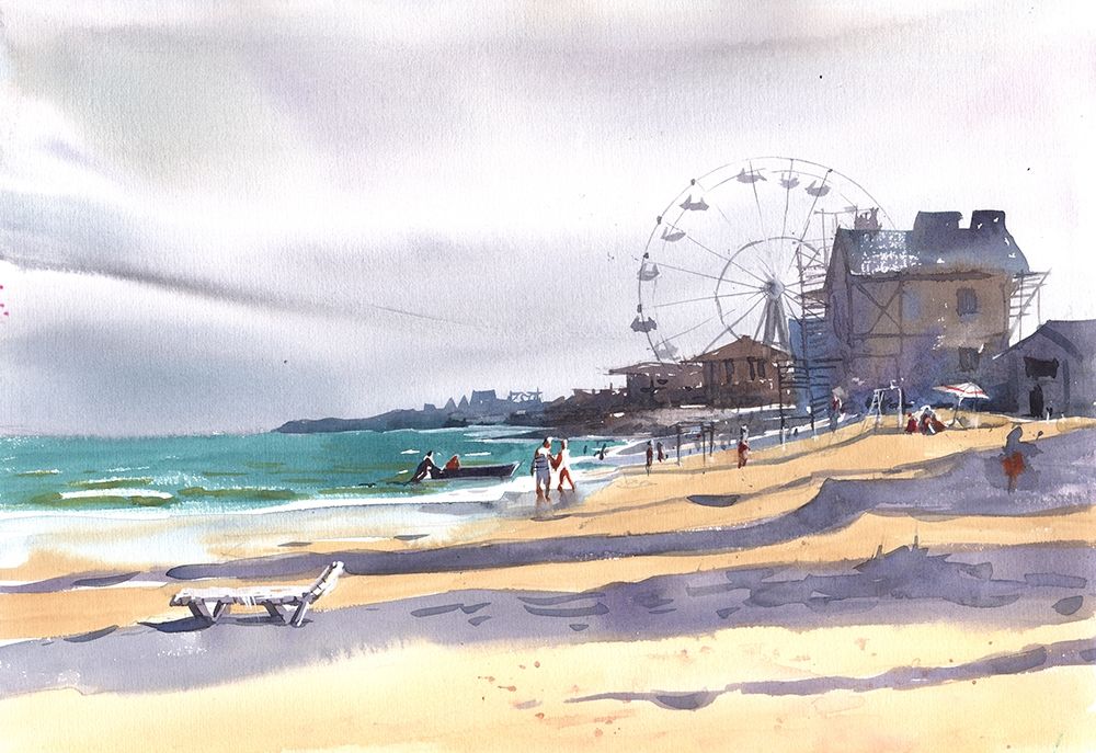 Ferris wheel on the beach art print by Samira Yanushkova for $57.95 CAD