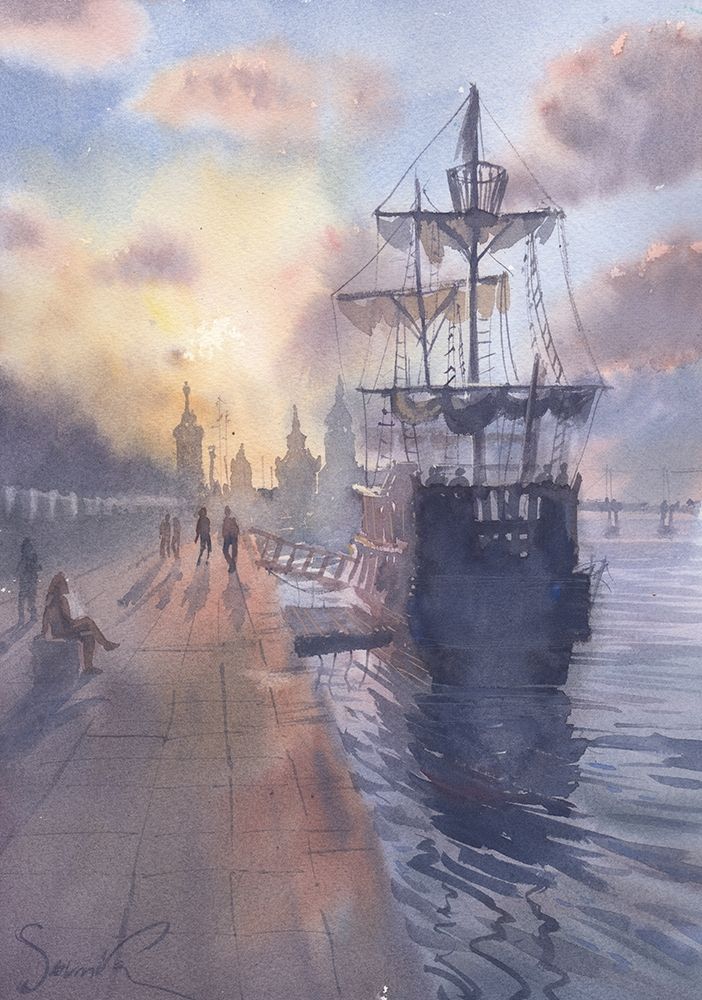 Pirate ship art print by Samira Yanushkova for $57.95 CAD