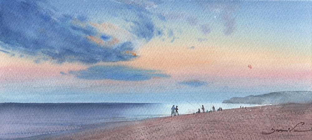 Sunset at sea art print by Samira Yanushkova for $57.95 CAD