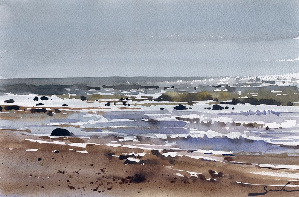 Seascape Watercolor Painting art print by Samira Yanushkova for $57.95 CAD