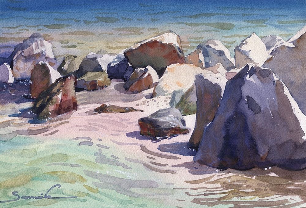 Stones in the sea art print by Samira Yanushkova for $57.95 CAD
