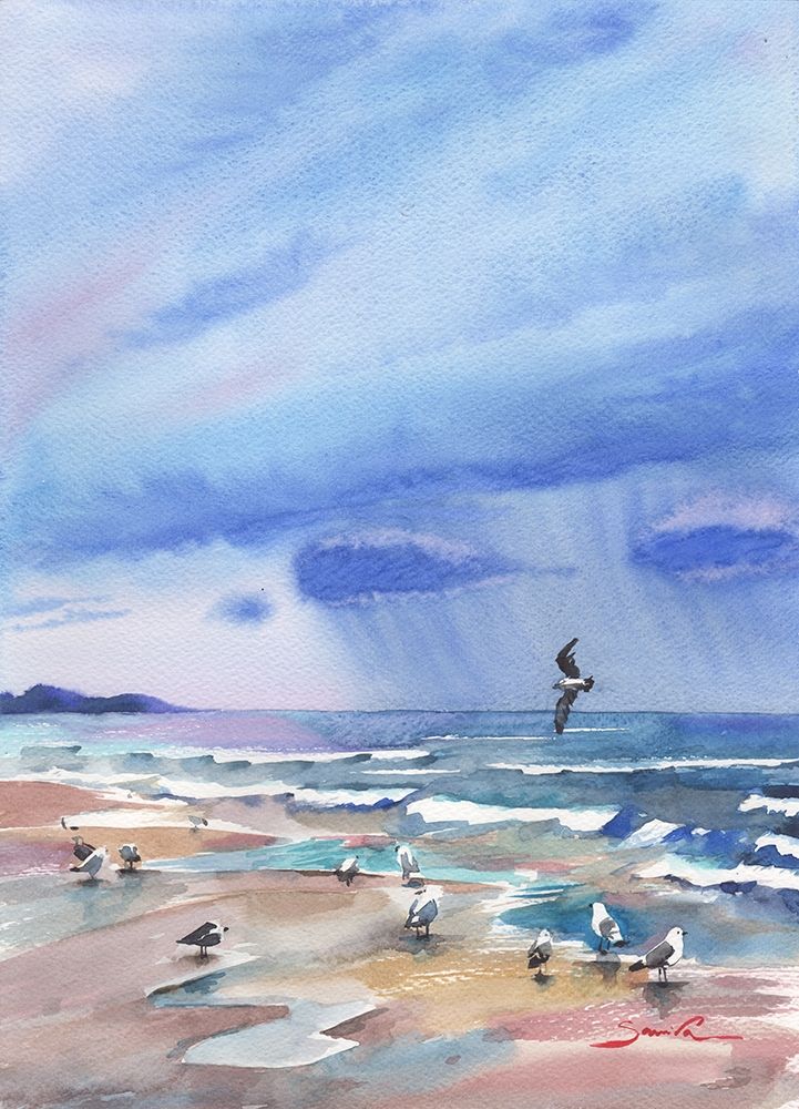 seagulls at sea art print by Samira Yanushkova for $57.95 CAD