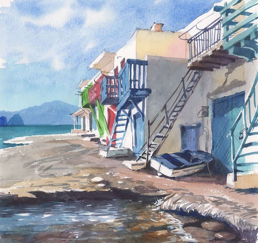 Fishing village art print by Samira Yanushkova for $57.95 CAD