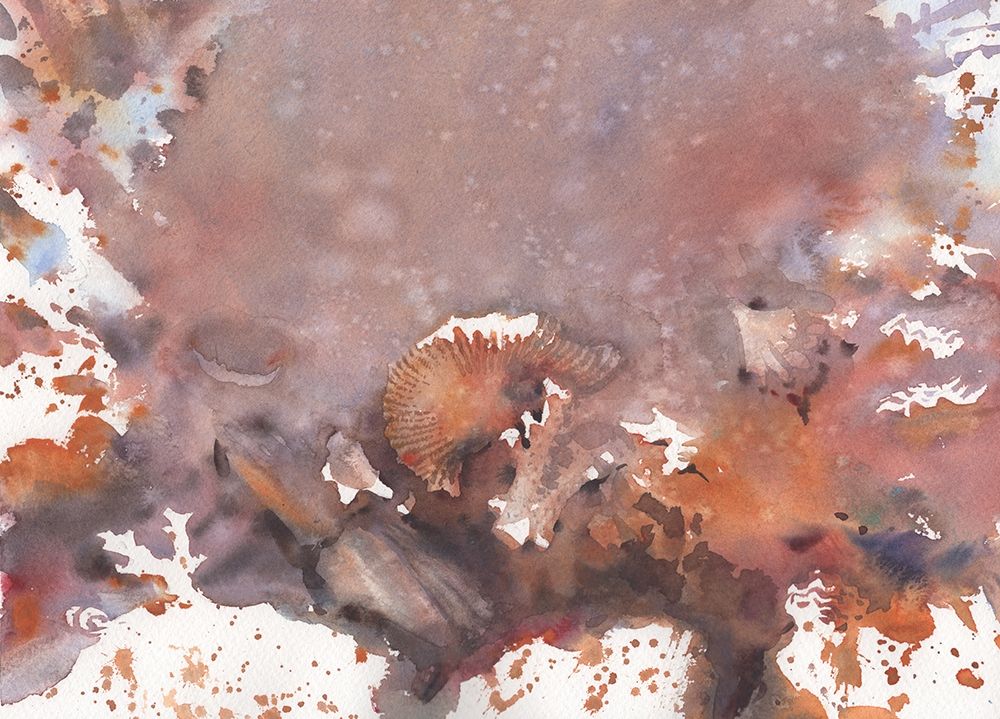 Abstract seascape with seashells art print by Samira Yanushkova for $57.95 CAD