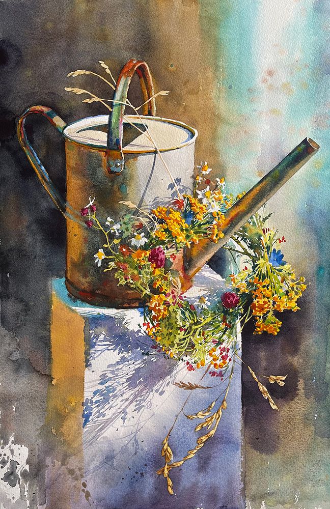 Garden Watering Can With Flowers art print by Samira Yanushkova for $57.95 CAD