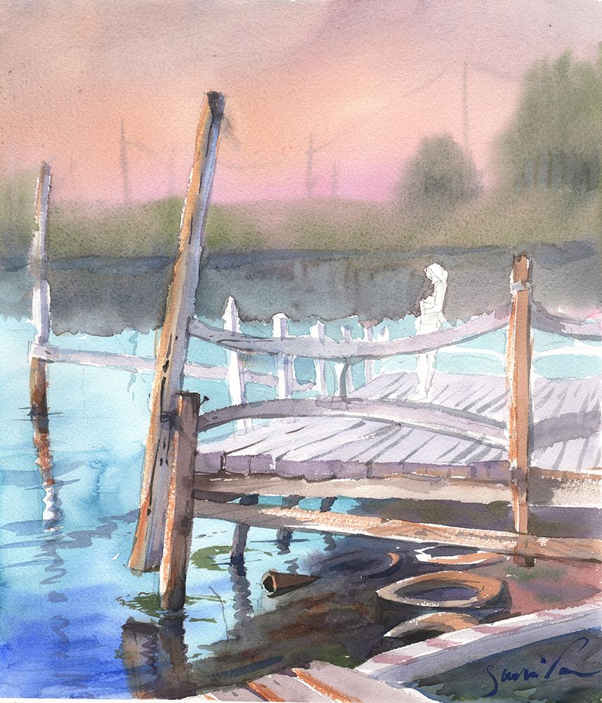 Pier on the river art print by Samira Yanushkova for $57.95 CAD