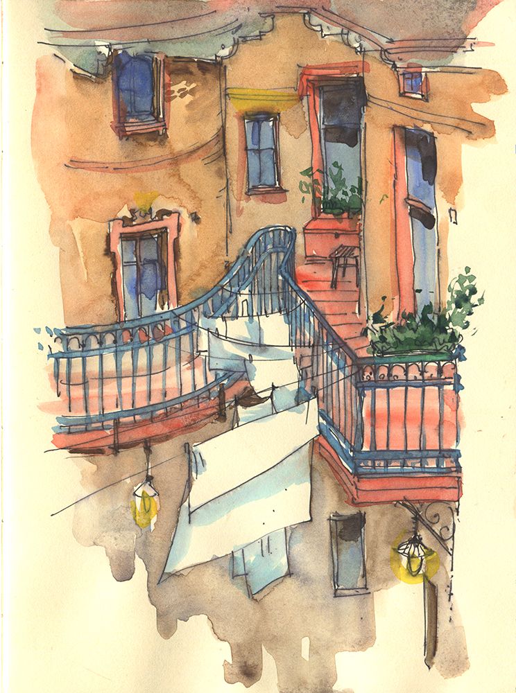 Sunny courtyard art print by Samira Yanushkova for $57.95 CAD