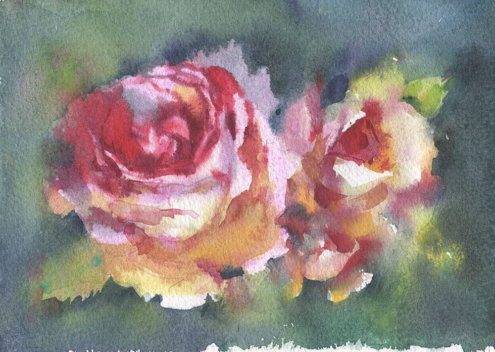 Wildflowers rose watercolor painting art print by Samira Yanushkova for $57.95 CAD