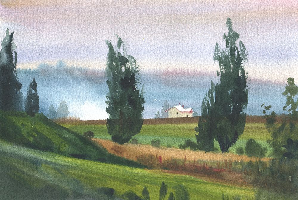 Landscape watercolor art print by Samira Yanushkova for $57.95 CAD