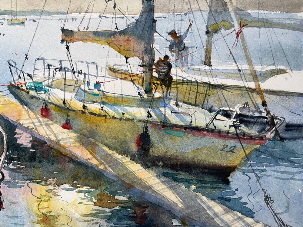 Yachts in the sunlight art print by Samira Yanushkova for $57.95 CAD