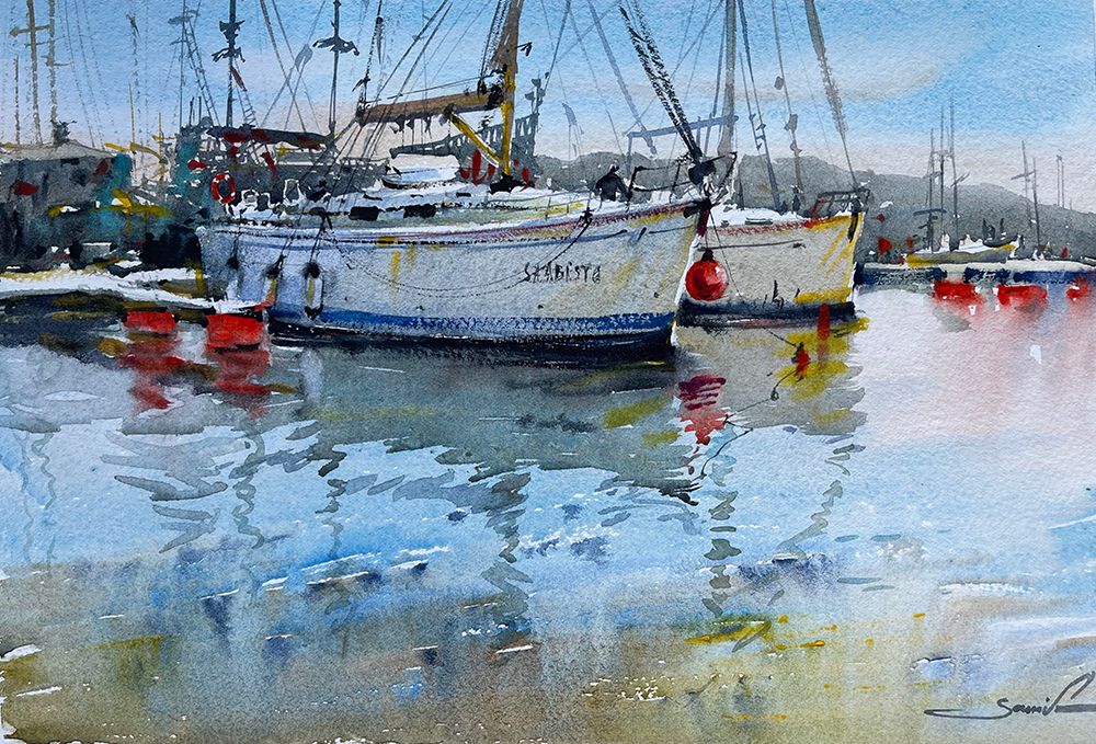 Yachts watercolor art print by Samira Yanushkova for $57.95 CAD