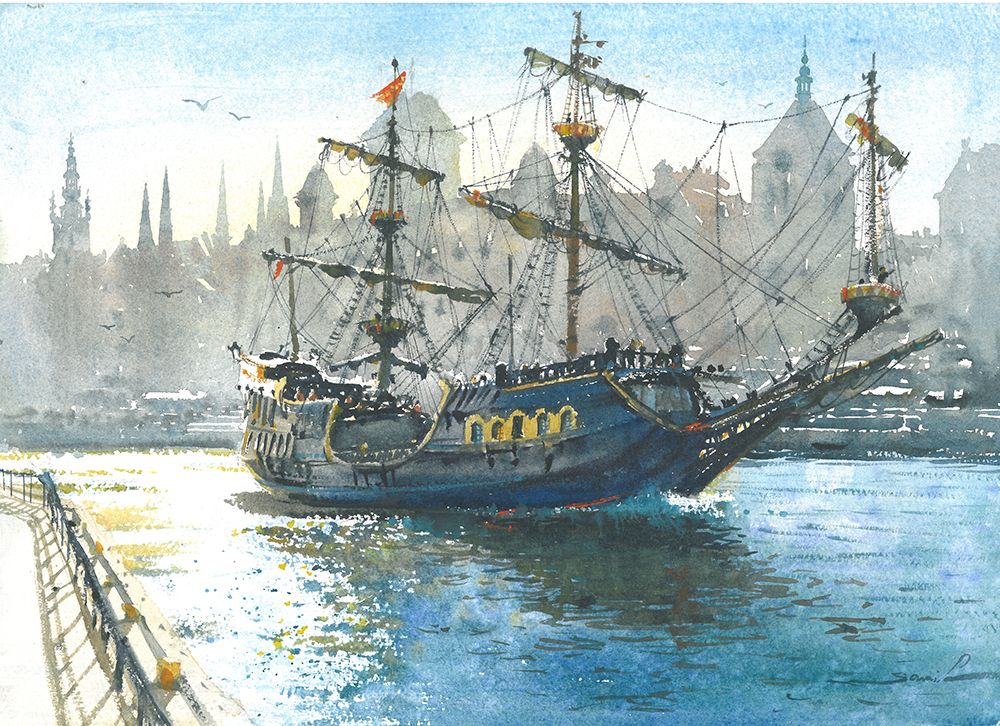 Old ship art print by Samira Yanushkova for $57.95 CAD