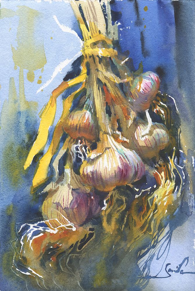 Sunny still life Garlic art print by Samira Yanushkova for $57.95 CAD
