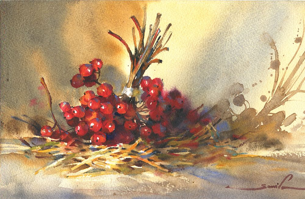 Viburnum or Guelder rose art print by Samira Yanushkova for $57.95 CAD