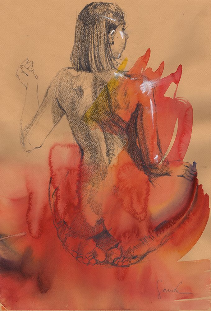Fiery nude art print by Samira Yanushkova for $57.95 CAD
