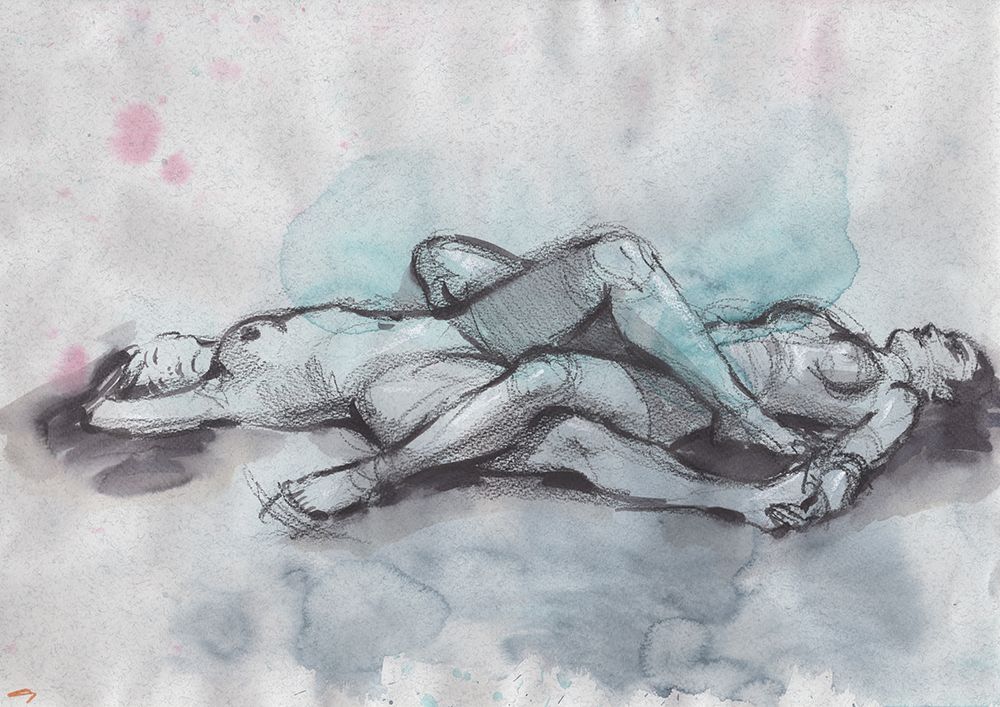 Two Women Embracing II art print by Samira Yanushkova for $57.95 CAD
