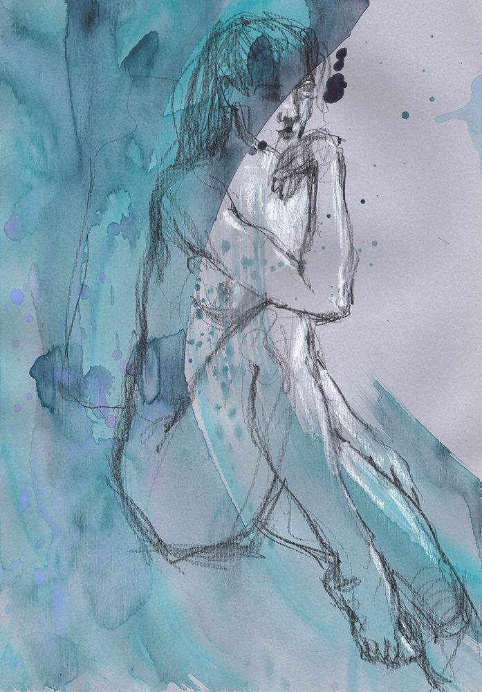 Nude Girl Sitting art print by Samira Yanushkova for $57.95 CAD