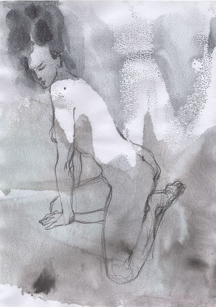 Classic sketch of a naked girl art print by Samira Yanushkova for $57.95 CAD