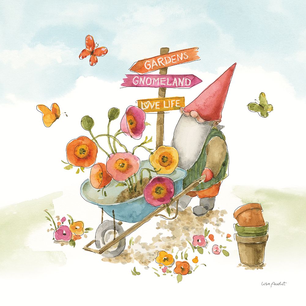 Everyday Gnomes IV-Wheelbarrow art print by Lisa Audit for $57.95 CAD