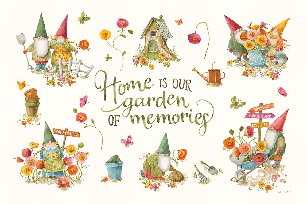 Garden Gnomes I on white art print by Lisa Audit for $57.95 CAD