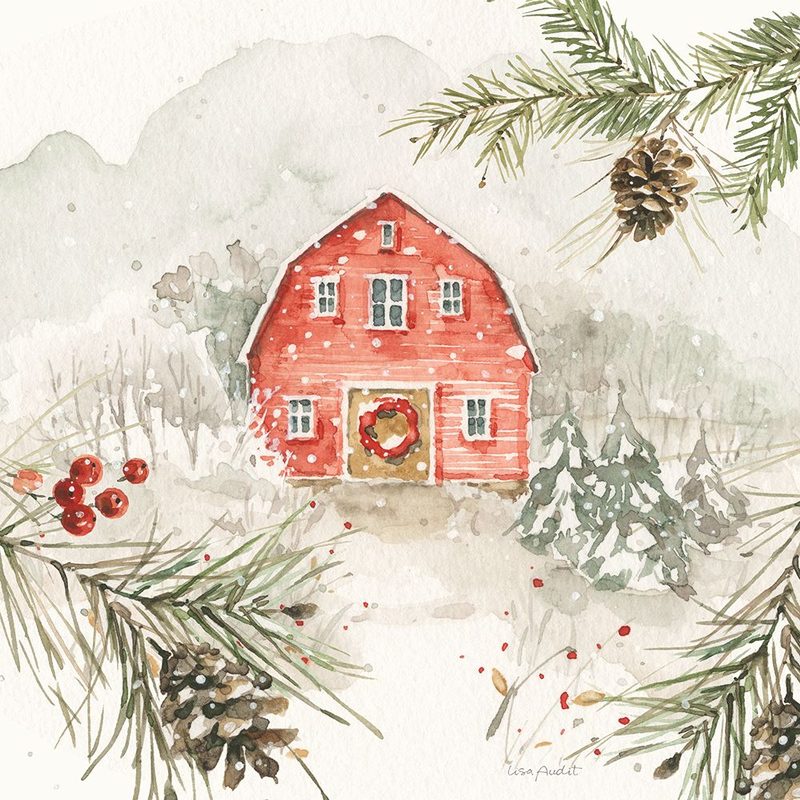 Poinsettia Village III art print by Lisa Audit for $57.95 CAD