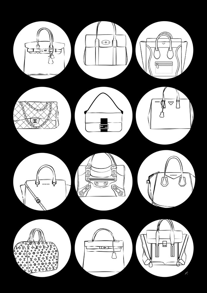 Black and white Bags art print by Aesthete for $57.95 CAD