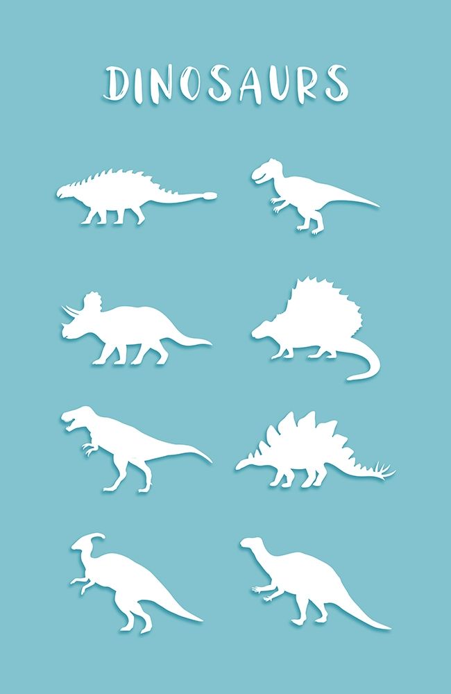 Dinosaurs Cyan art print by Aesthete for $57.95 CAD