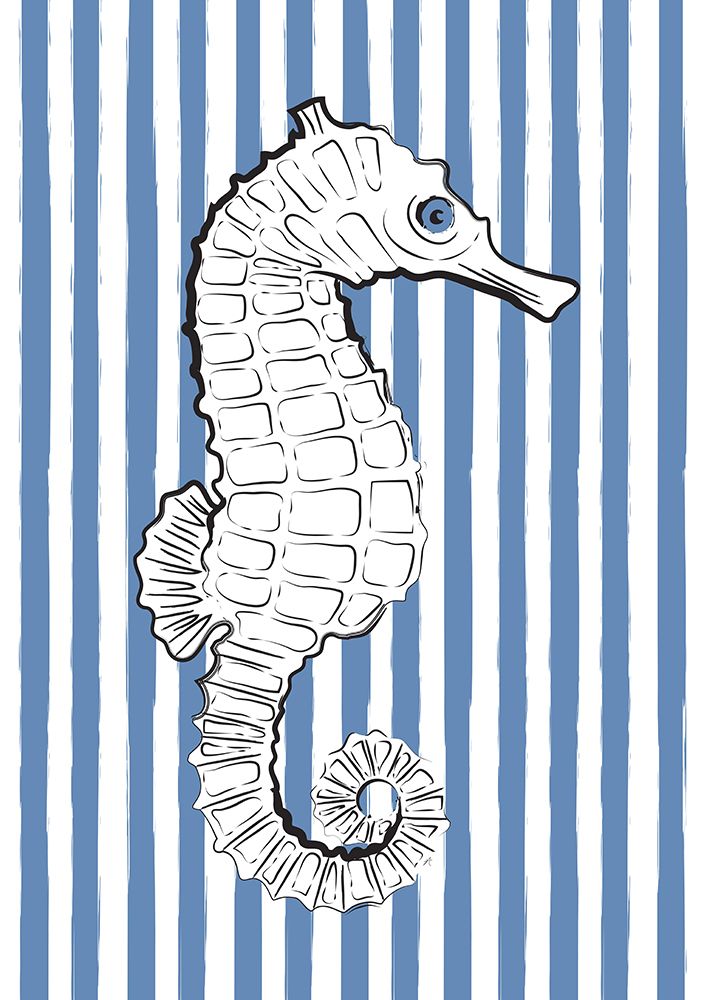 Blue Striped Sea Horse art print by Aesthete for $57.95 CAD