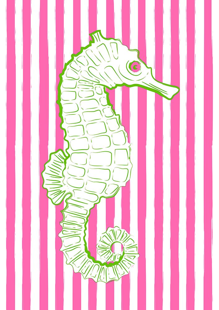 Pink Striped Sea Horse art print by Aesthete for $57.95 CAD