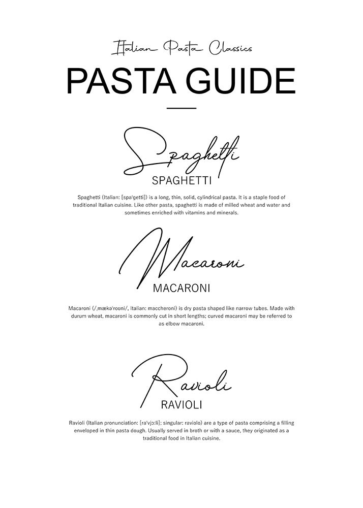Italian Pasta Types art print by Suki Mi for $57.95 CAD
