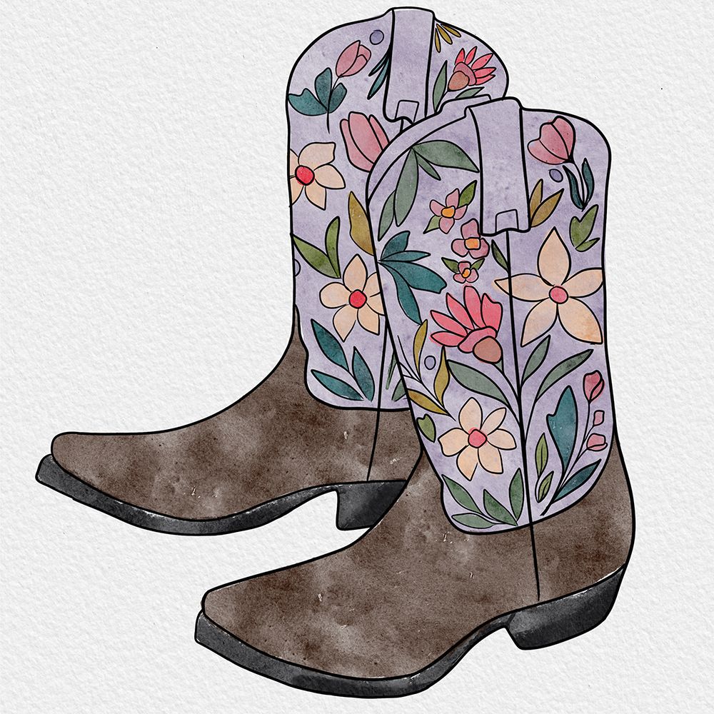 Wildflower Cowboy Boots art print by Alisha Kiara Design for $57.95 CAD