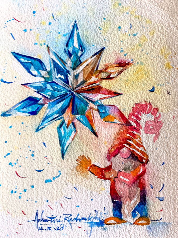 Gnome With Crystal Star art print by Ashwini Rudraksi for $57.95 CAD