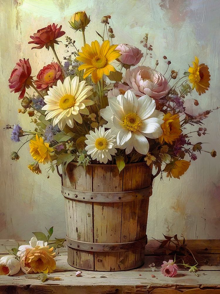Bucket Of Flowers 1 art print by Alonza Saunders for $57.95 CAD