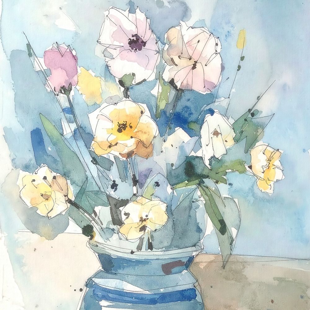 Blue Flower Pot 1 art print by Alonza Saunders for $57.95 CAD