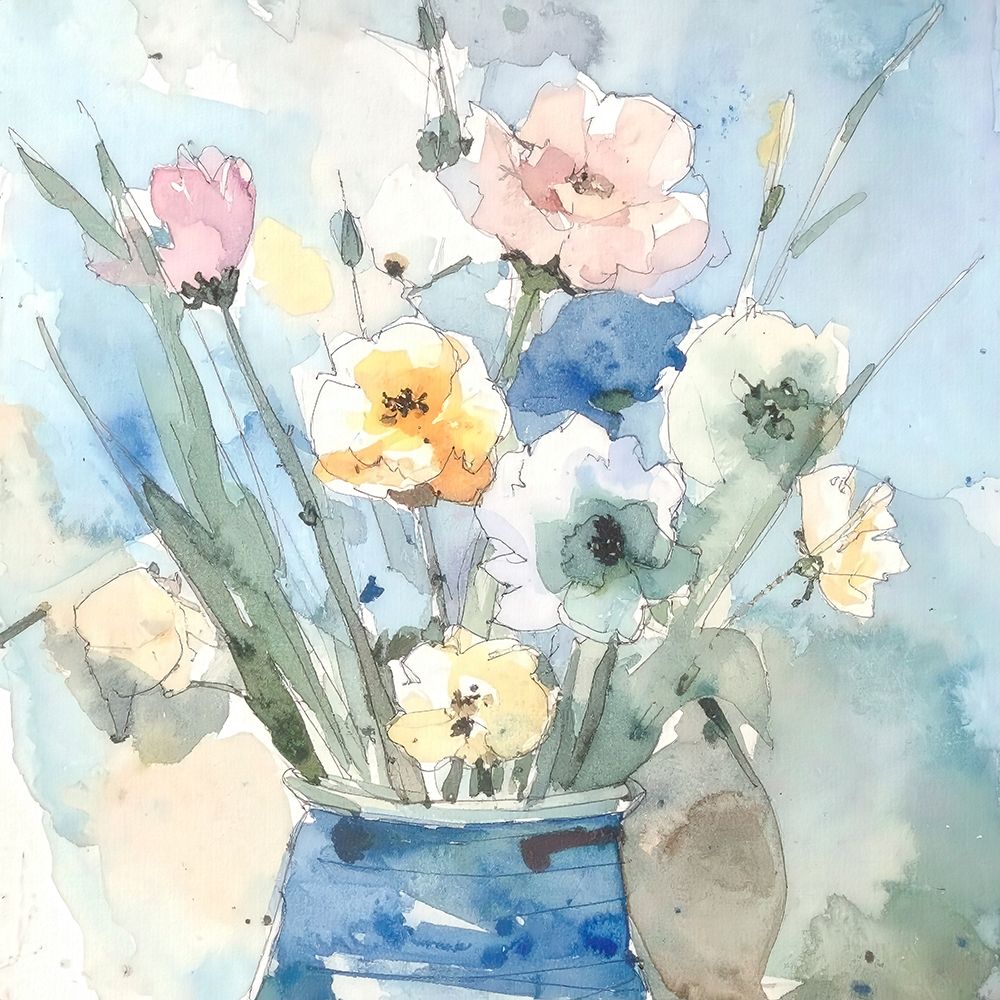 Blue Flower Pot 2 art print by Alonza Saunders for $57.95 CAD
