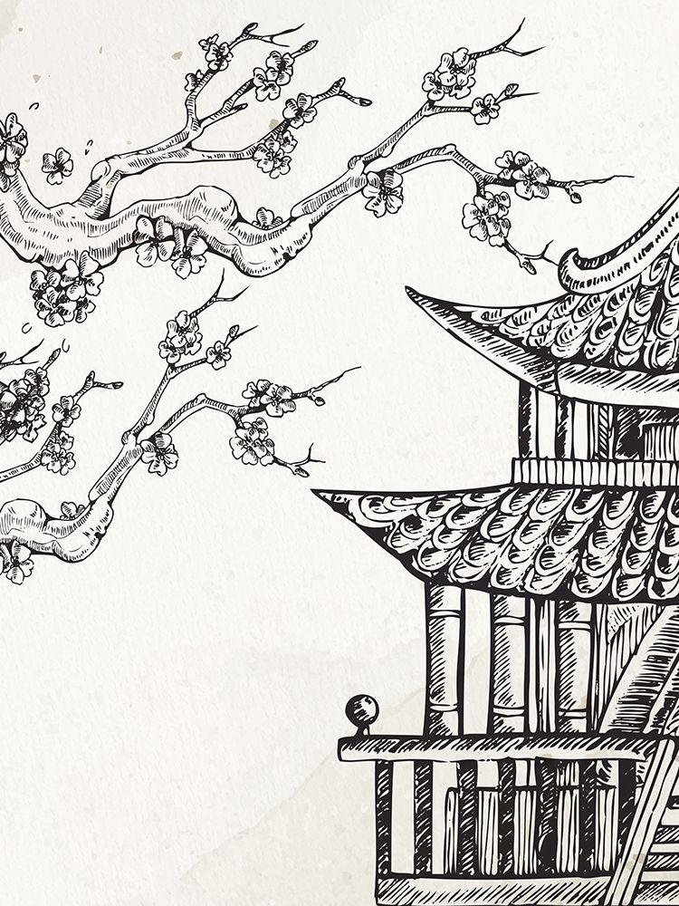 Pagoda Cherry Blossom 2 art print by Ann Bailey for $57.95 CAD